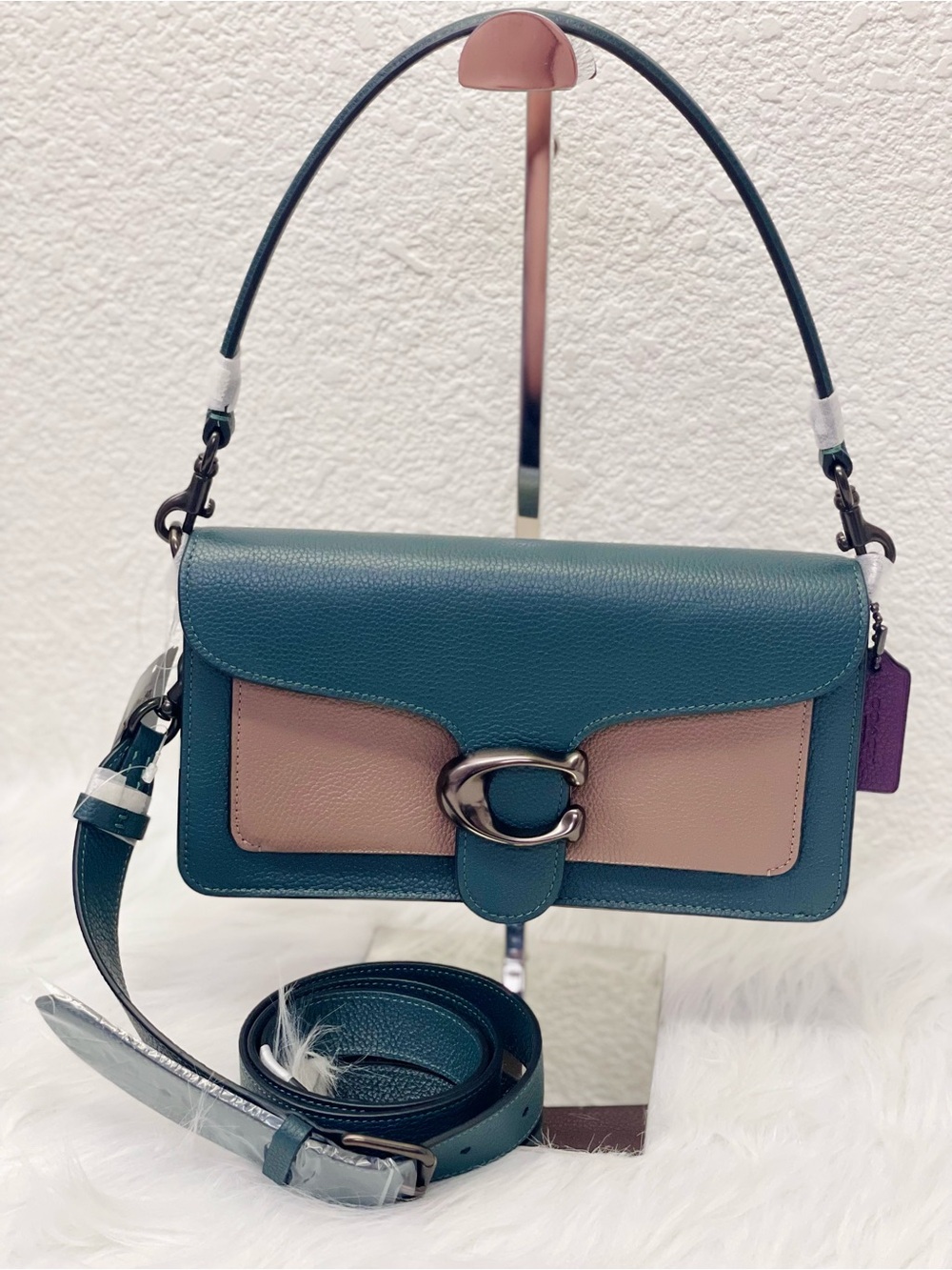 NWT COACH Tabby Shoulder Bag 26 In Colorblock Forest Multi With Dust Bag $395